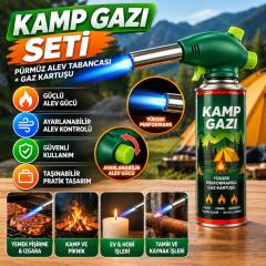 Outdoor Kamp, Piknik ve Tamir İşleri İçin Kamp Gazı Seti – Taşınabilir Pürmüz Alev Tabancası ve Yüksek Performanslı Gaz Kartuşu