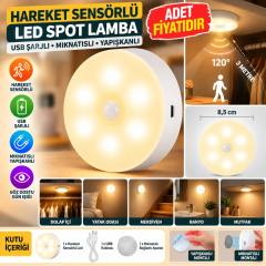 Hareket Sensörlü Usb Şarjlı Spot Lamba Mıknatıslı ve Yapışkanlı Gün Işığı Renk Led (adet fiyatıdır)