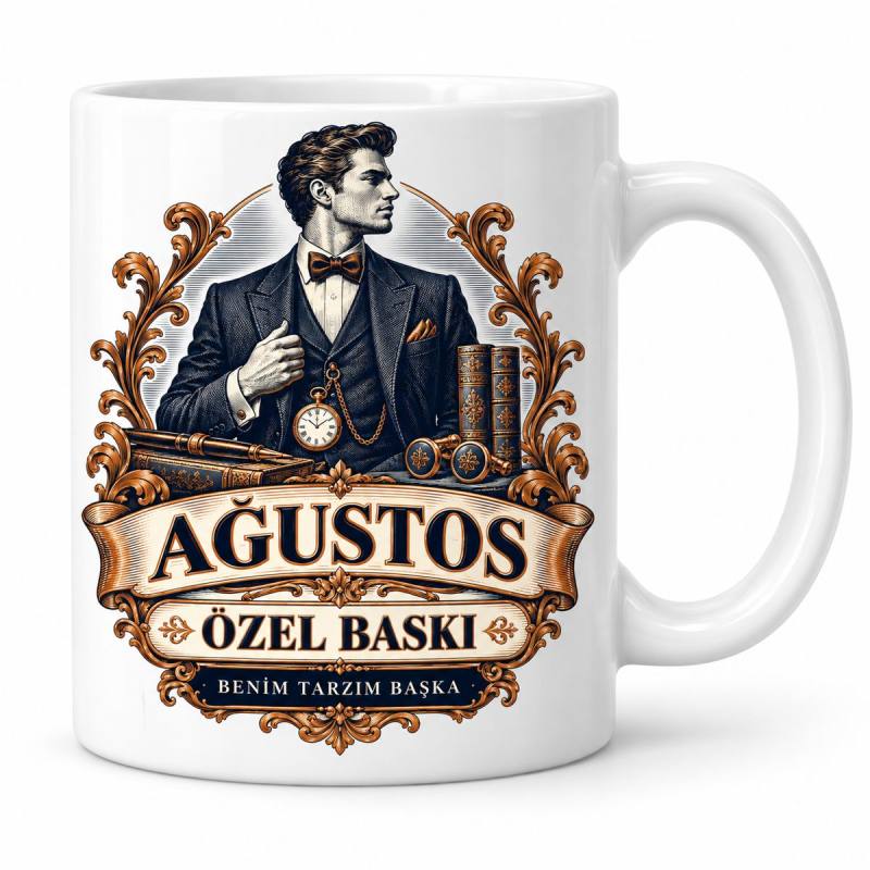 Ağustos Özel Baskı Beyefendi Tasarımlı Porselen Kupa - MODEL 1161