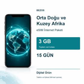 Orta Doğu ve Kuzey Afrika eSIM İnternet Paketi 3 GB 15 Gün