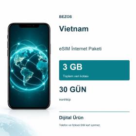 Vietnam eSIM İnternet Paketi 3 GB 30 Gün - nonhkip