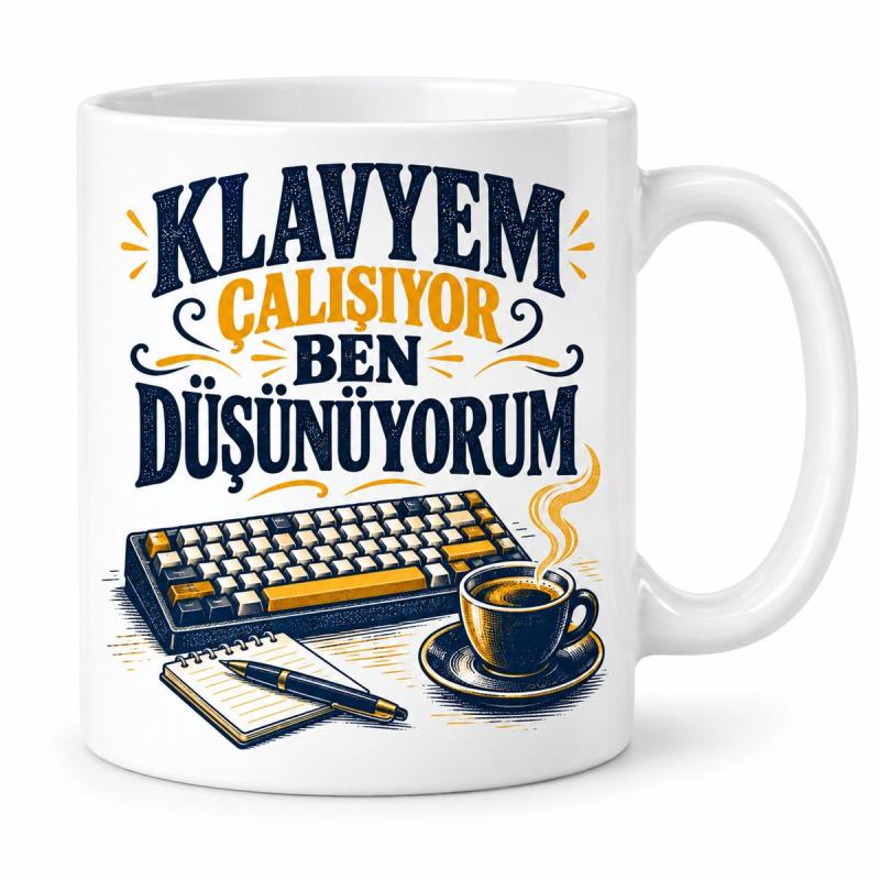 Klavye Molası Tasarımlı Porselen Kupa - MODEL 1119