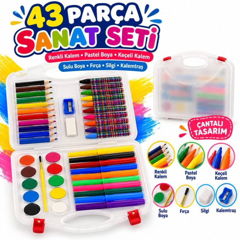 43 Parça Çantalı Sanat Seti