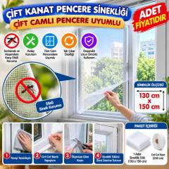 Tüm Cam Pencere Kapılara Uyumlu Çift Kanat Pencere Sinekliği (adet fiyatıdır)