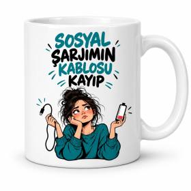 Şarj Kablosu Tatilde Tasarımlı Porselen Kupa - MODEL 1113