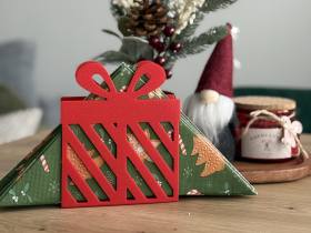 3D Baskı Hediye Paketi Formlu Yılbaşı Peçetelik Dekoratif Masa Peçete Tutucu