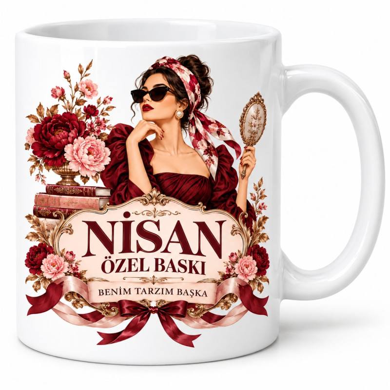 Nisan Özel Baskı Hanımefendi Tasarımlı Porselen Kupa - MODEL 1169