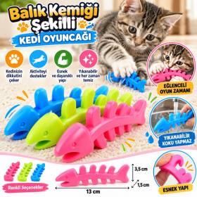 Balık Kemiği İskelet Şekilli Renkli Plastik Kedi Oyuncağı