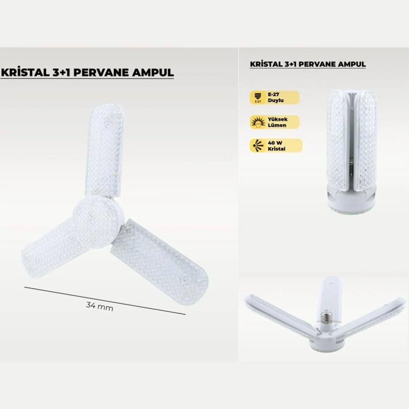 40W KIALED 3+1 Kristal Pervane Ampul – 3600 Lümen | Toptan LED Aydınlatma