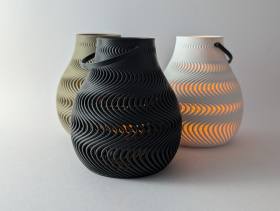 3D Baskı Dalga Desenli Tealight Mumluk Modern LED Mum Tutucu Dekoratif Işıklı