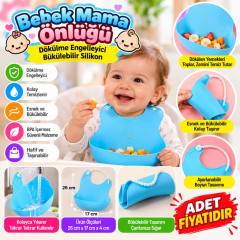 Çocuk Bebek Mama Önlüğü Dökülme Engelleyici Bükülebilir Mavi (adet fiyatıdır)