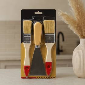 3 Parça Boyacı Seti 50 mm Spatula ve 2 Adet Kestirme Fırça No.1-1.5