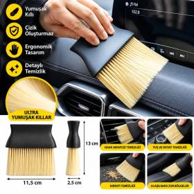 Yumuşak Kıllı ve Ergonomik Saplı Araç İçi Detaylı Toz Temizleme Fırçası