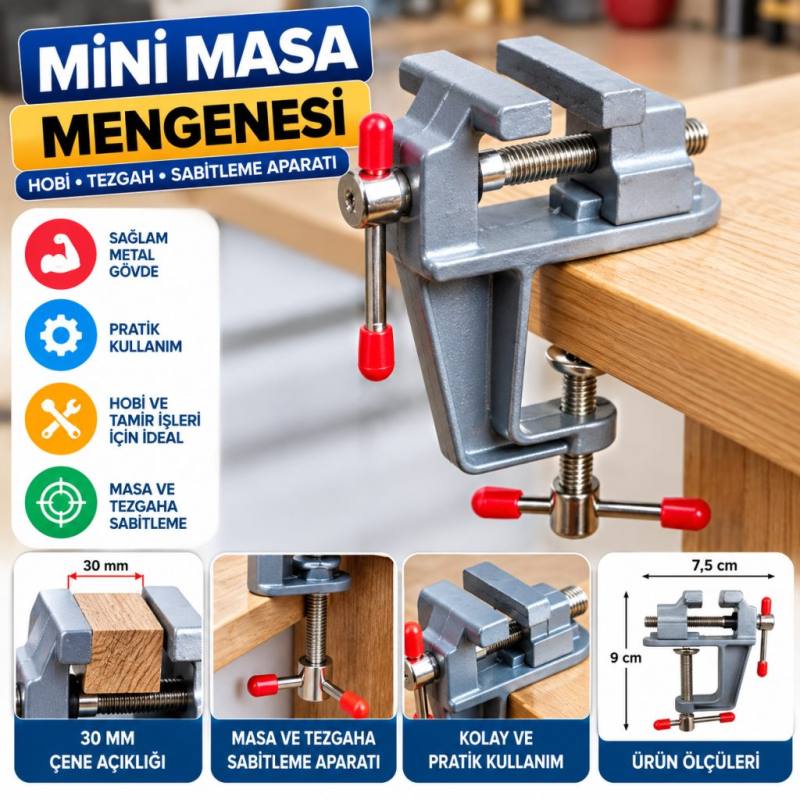 Mini Masa Tezgah Hobi Mengenesi Sabitleme Sıkıştırma Aparat 30mm