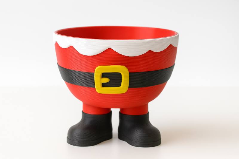 3D Baskı Noel Baba Pantolonu Formlu Kurabiye Kasesi Yılbaşı Dekoratif Sunum Kasesi
