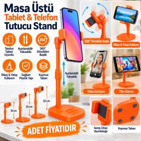 Masa Üstü Tablet ve Telefon Tutucu Plastik Aparat Turuncu Telefon Standı(adet fiyatıdır)