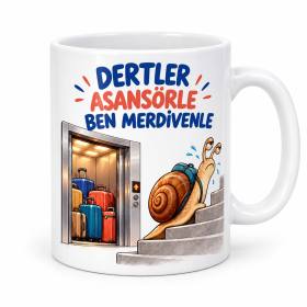 Dert Asansörü Tasarımlı Porselen Kupa - MODEL 1028