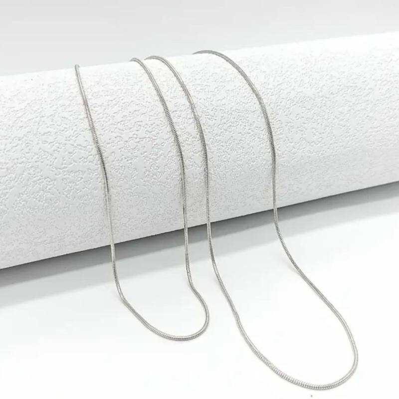 Gümüş Kaplama Çelik Küp Zincir Kolye – 1.4 mm Kalınlık, 40+4 cm Ayarlanabilir Uzunluk