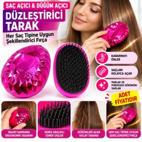 Neon Pembe Düzleştirici Tarak Geniş AralıklıHer Saç Tipine Uygun Fırçalı Saç Düzleştirici(adet fiyatıdır)