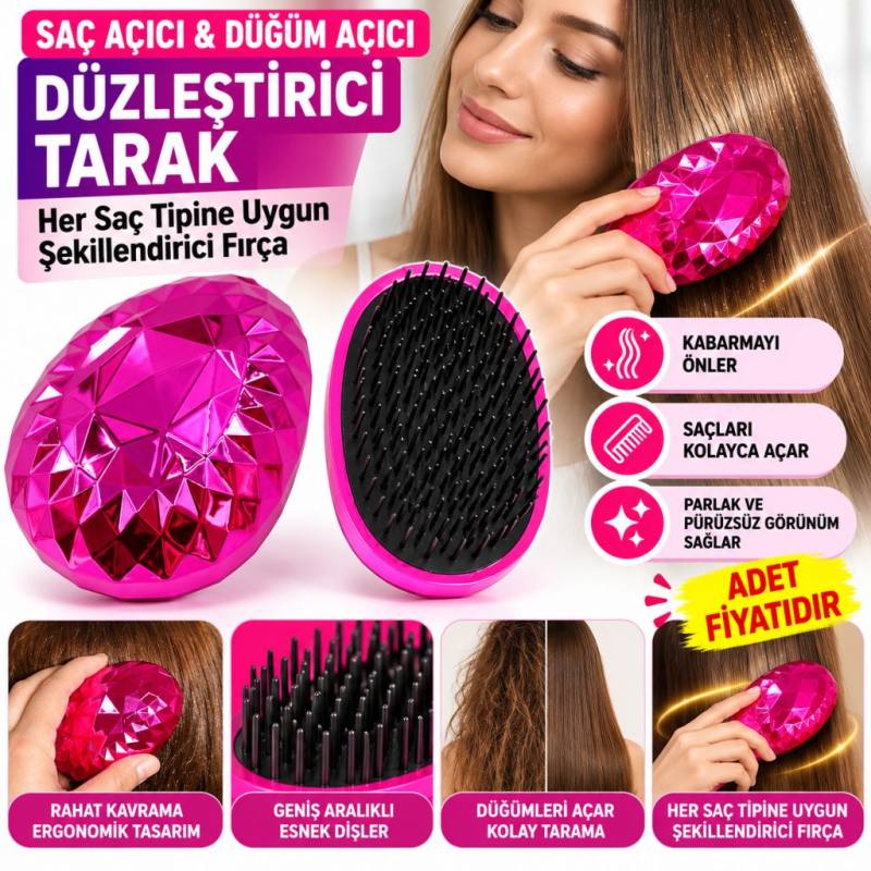 Neon Pembe Düzleştirici Tarak Geniş AralıklıHer Saç Tipine Uygun Fırçalı Saç Düzleştirici(adet fiyatıdır)