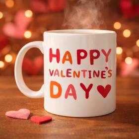 Happy Valentine’s Day Kupa – Model 4 Sevgililer Günü Hediyesi - Aşk Temalı Porselen Kupa - Sevgiliye Özel Tasarım