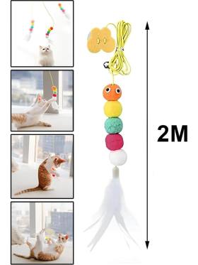 Patibon Tırtıl Kedi Oyuncağı, Kendinden Yapışkanlı, Zilli, Elastik İpli, Asılı Kedi Oyuncağı