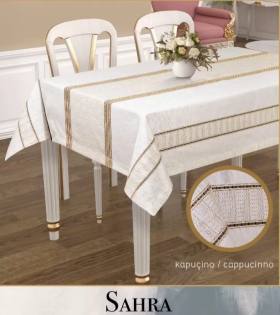 Polyester Ajurlu Keten Masa Örtüsü Tablecloth 160x260 cm Dantelli Yemek Masası Örtüsü Sahra Model Kapiçino