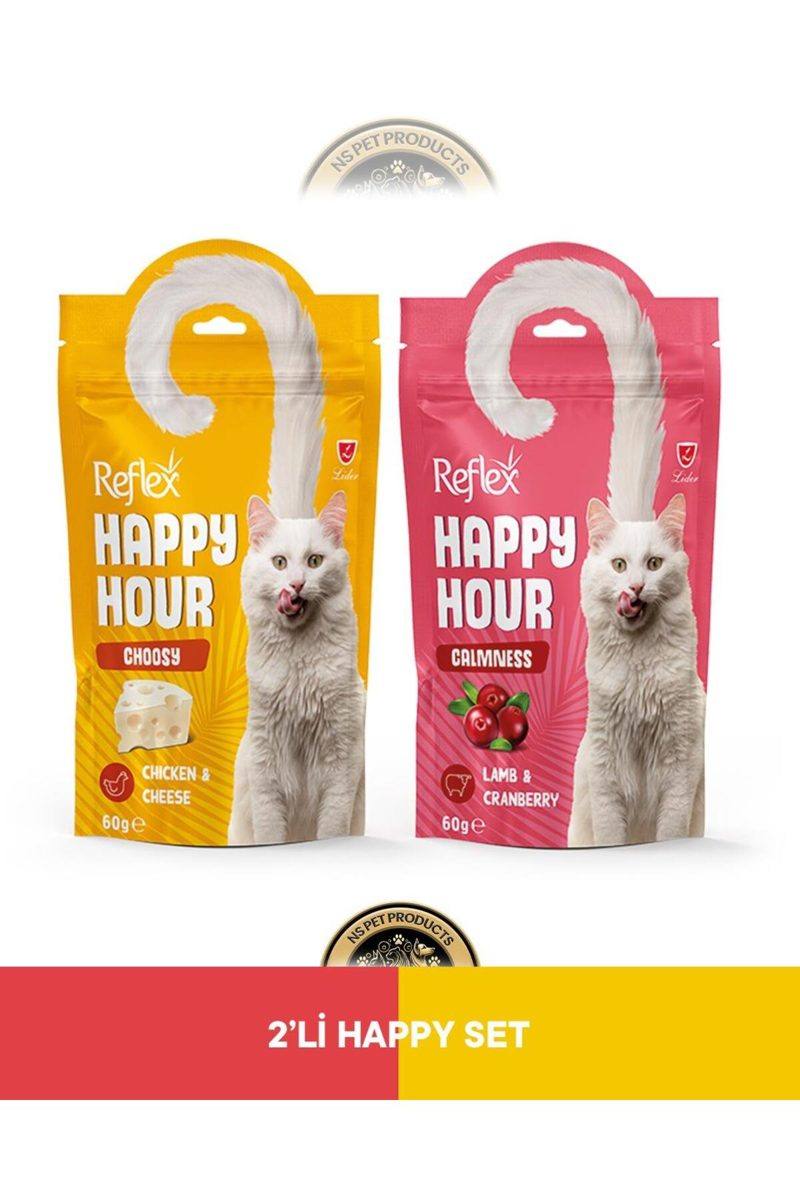 Reflex Happy Hour Choosy Seçici & Calmness Sakinleşmeyi Destekleyici Kedi Ödül Maması Seti 2x60 gram