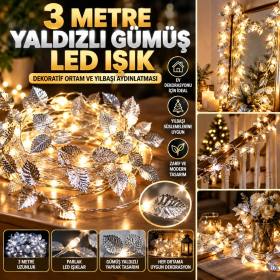 3 Metre Yaldızlı Gümüş LED Işık – Dekoratif Ortam ve Aydınlatması