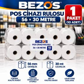 Termal POS Cihazı Rulosu 56 mm x 30 m - 10 Adet (1 Paket) Yazar Kasa Slip Rulosu