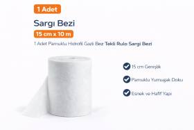 Sargı Bezi 15 cm x 10 m 1 Adet Pamuklu Hidrofil Gazlı Bez Tekli Rulo Sargı Bezi