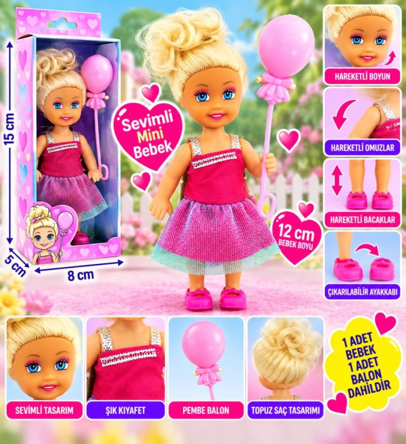 Pembe Balonlu Sarışın Mini Bebek