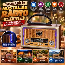 Taşınabilir Klasik AM/FM/SW Retro Nostaljik Radyo