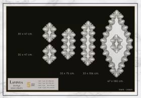 Salon Takımı 5 Parça Keten Dantelli Masa Örtüsü Runner Seti Çeyizlik Lavinya Model No 2 Krem-Krem