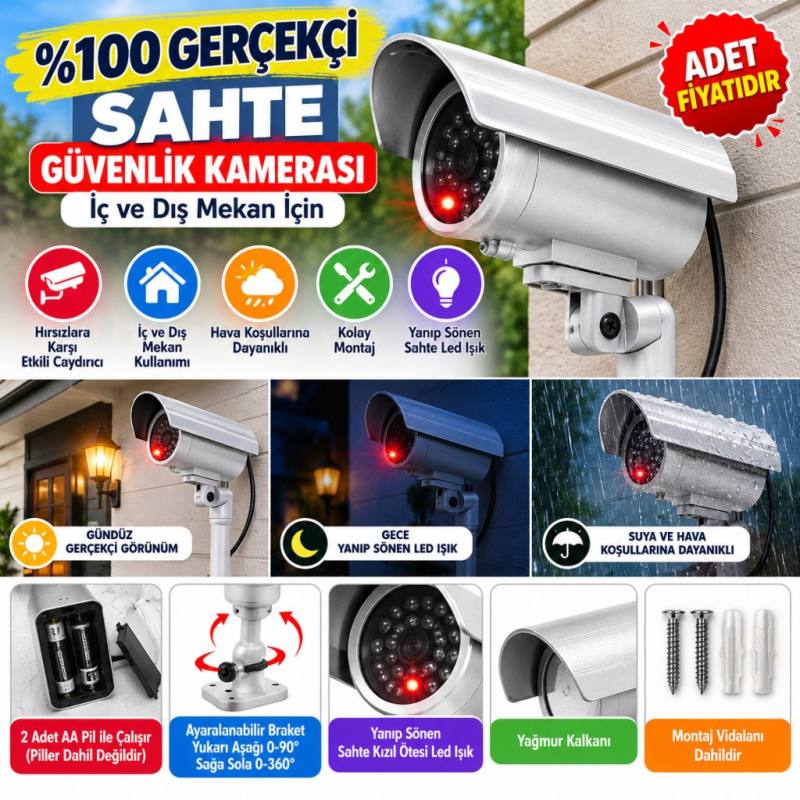 %100 Gerçekçi İç ve Dış Mekan İçin Sahte Güvenlik Kamerası (adet fiyatıdır)