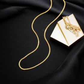 Altın Kaplama Çelik Küp Zincir Kolye – 1.4 mm Kalınlık, 40+4 cm Ayarlanabilir Uzunluk