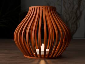 3D Baskı Oluklu Dalga Formlu Fener Tealight Mumluk Heykelsi Dekoratif Mum Tutucu