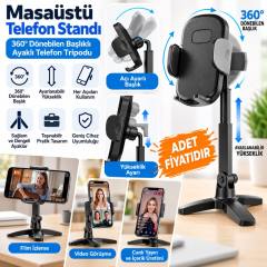Masaüstü Telefon Standı 360 Derece Dönebilen Başlıklı Ayaklı Telefon Tripodu (adet fiyatıdır)