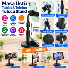 Masa Üstü Tablet ve Telefon Tutucu Plastik Aparat Siyah Telefon Standı (adet fiyatıdır)