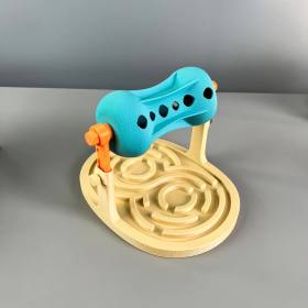3D Baskı Labirentli Köpek ve Kedi Zeka Oyuncağı Dönen Ödül Silindirli Yavaş Yeme Aktivite - Turkuaz Krem