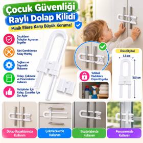 Bebek Çocuk Çekmece ve Dolap Koruma Raylı Güvenlik Sistemi Emniyet Kilidi