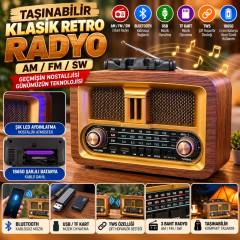 Taşınabilir Klasik AM/FM/SW Retro Ev Radyo USB ile Şarj Olabilen Retro Radyo