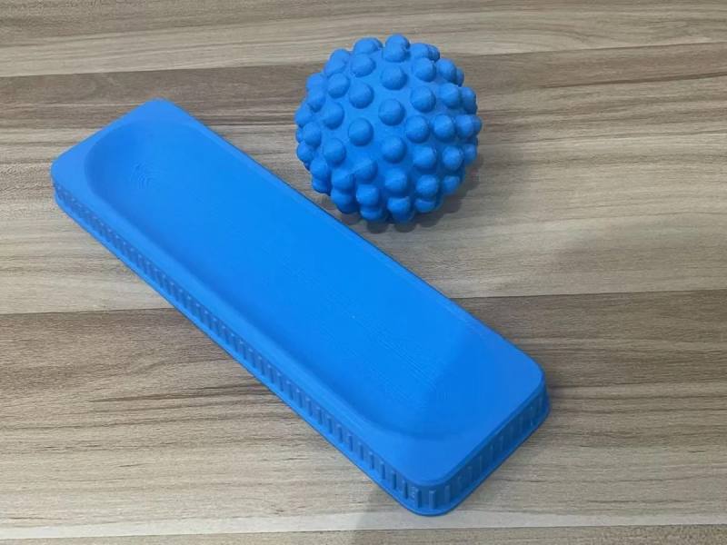 3D Baskı Ayak Masaj Topu ve Tepsi Seti Dikenli Ayak Taban Masaj Aleti Ev Ayak Rahatlatıcı - Mavi