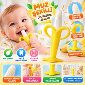 Muz Şekilli Diş Kaşıma Aparatı – Bebekler İçin Silikon Diş Kaşıyıcı, Diş Çıkarma Oyuncağı