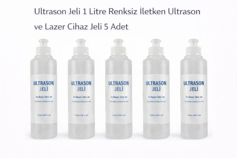 Ultrason Jeli 1 Litre Renksiz İletken Ultrason ve Lazer Cihaz Jeli 5 Adet