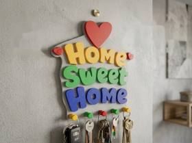 3D Baskı Home Sweet Home Duvar Anahtarlığı Çok Parçalı Dekoratif Anahtar Askısı