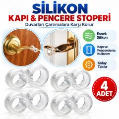 Silikon Kapı & Pencere Vurma Önleyici Stoper Kapı Tamponu 4 Adet