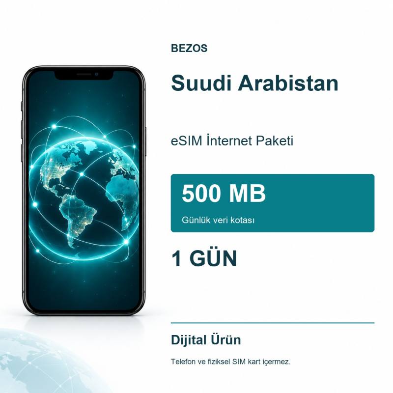 Suudi Arabistan eSIM İnternet Paketi 2 GB 15 Gün