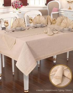 Zara Linen 12 Kişilik 26 Parça 155 × 220 cm Premium Sofra Takımı