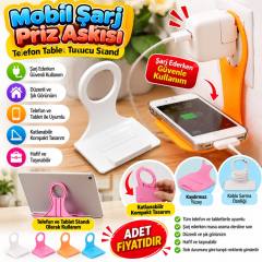 Universal Mobil Şarj Priz Askısı ve Telefon Tablet Tutucu Stand (adet fiyatıdır)